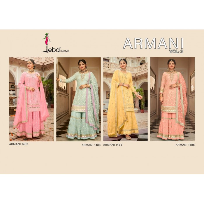 Eba Armani Vol 3 Georgette Embroidery Salwar Suits